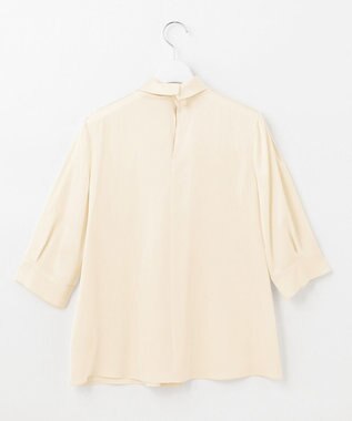 自由区 【洗える/UVケア/吸放湿性】シルクストレッチ ハイネックブラウス ベージュ系