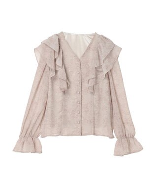 earth music&ecology 花柄ラッフルブラウス Pink