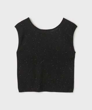 GRACE CONTINENTAL スパンコールリブトップ ブラック
