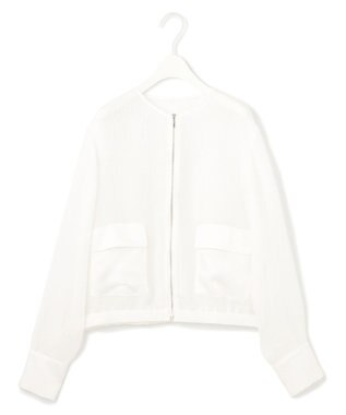 ICB L 【洗える】Ta/Peメッシュ ブルゾン オフホワイト系
