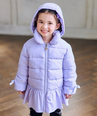 ANY KIDS 【フード取り外し/洗濯機可能】中綿フリル リボンコート ラベンダー