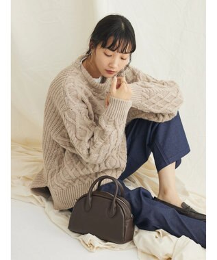 CRAFT STANDARD BOUTIQUE ブラッシングケーブルニット Gray Beige