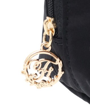 Maison de FLEUR サテンリボンラウンドポーチ Black