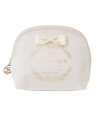 Maison de FLEUR サテンリボンラウンドポーチ Ivory
