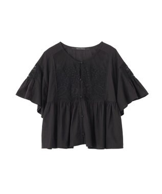 YECCA VECCA 刺繍レースブラウス Black