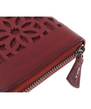 genten カットワーク ラウンド長財布 ワイン