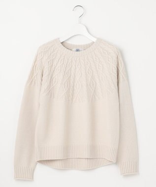 J.PRESS LADIES L 【WEB限定・洗える】 EIGER CORD 求心編み ニット ホワイト系