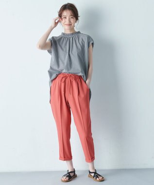 ANY 【UVケア/接触冷感/ウエストゴム】イージーケア美脚パンツⅡ テラコッタ