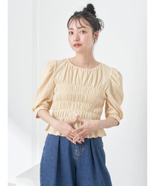 earth music&ecology ポコポコシャーリングトップス Yellow