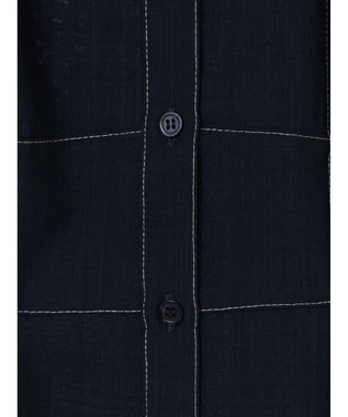 earth music&ecology レイヤードショルダー配色ステッチワンピース Deep Blue