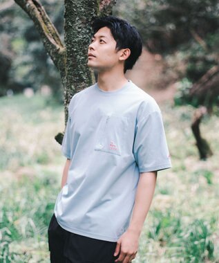 SHARE PARK MENS 【UVカット・吸水速乾・ストレッチ・軽量 】バックプリントポケットTシャツ（L・XLサイズ） サックスブルー系