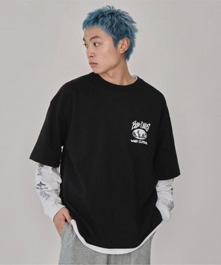 WEGO 【ユニセックス着用ITEM】別注BENDAVISアンサンブルグラフィックT ブラック