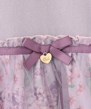 ANY KIDS 花柄ドッキングチュールワンピース ラベンダー系