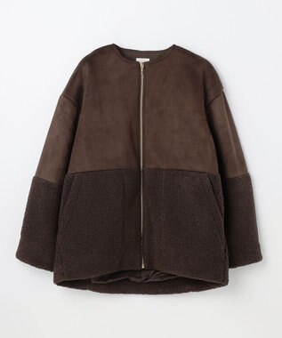 ANY L スエードボアコンビブルゾン ダークブラウン