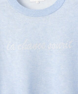 自由区 L グラフィックジャカード ニット サックス×オフ