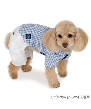 PET PARADISE J.PRESS パンツ つなぎ 《チェック》 小型犬 ホワイト×ブルー