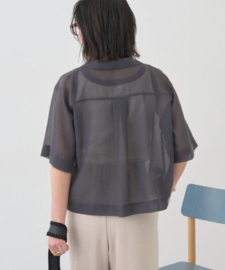 AMERICAN HOLIC シアーショート丈開襟シャツ Charcoal Gray