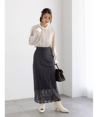 Te chichi パール釦フロントタックブラウス ベージュ