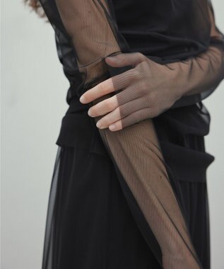 BEIGE， 【洗える・Precious 7月号掲載】TAMARIX / ストレッチチュールハイネックブラウス Black