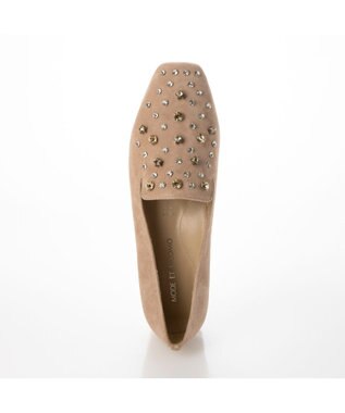 MODE ET JACOMO <MODE ET JACOMO>【軽量】ラインストーンスクエアトゥスリッポン ベージュスエード