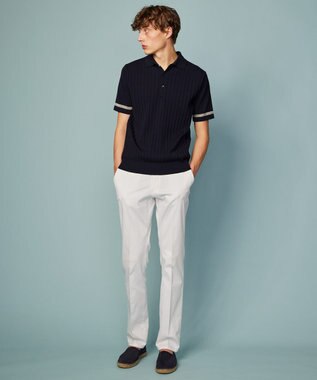 JOSEPH ABBOUD 【清涼感/ストレッチ/洗える】クールスキン ニット ポロ ネイビー系