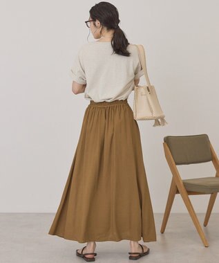 AMERICAN HOLIC 【マルチ機能】ラップ風セミフレアスカート Camel