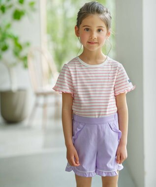 組曲 KIDS 【110-140㎝】半袖ボーダー Tシャツ アプリコット×オフホワイト