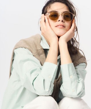 23区 【Oggi4月号掲載/洗える】CANCLINI クロップド シャツ [WEB限定]ミントストライプ