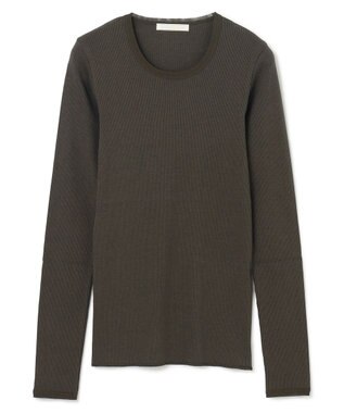 BEIGE， 【BEIGE,ecru/WEB限定・洗える】RIB TOPS /  コットンシルクロングスリーブトップス Khaki