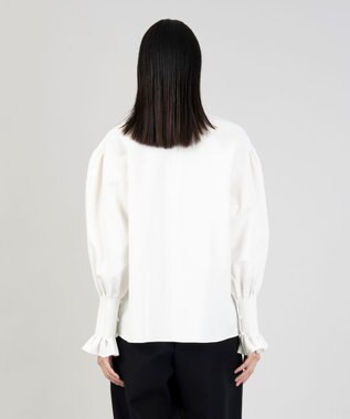 23区 【エステータ】コットンダブルクロス 長袖ブラウス ホワイト系