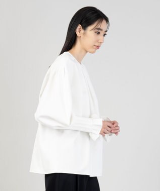 23区 【エステータ】コットンダブルクロス 長袖ブラウス ホワイト系