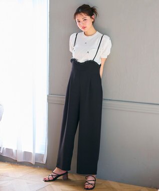 Feroux 【洗える】リボン刺繍ダイヤ柄 ニット ホワイト系