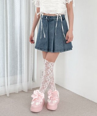 WEGO ダブルリボンフリルスニーカー ライトピンク