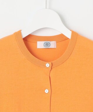 J.PRESS LADIES S 【洗える】BASIC HT COTTON クルーネック カーディガン オレンジ系
