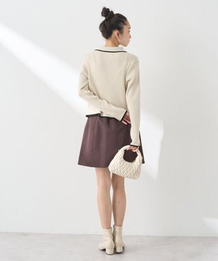 earth music&ecology バイカラートリムニットカーディガン Ivory