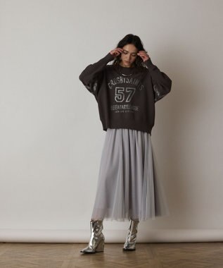 GRACE CONTINENTAL ラメチュールスカート シルバー