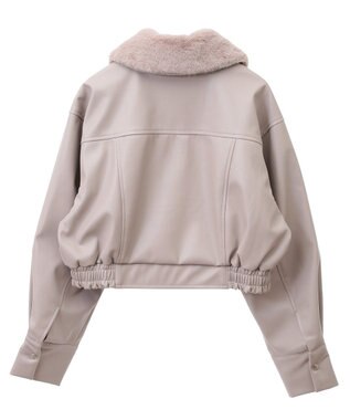 earth music&ecology 襟ファーレザーブルゾン Beige