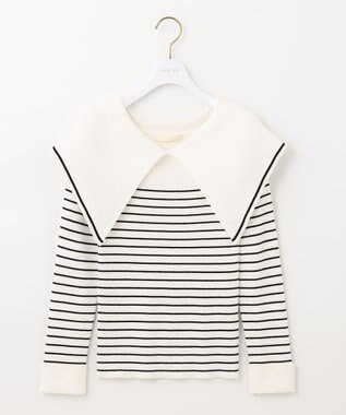 ANY SIS 【洗える】ビックカラーリブ ニット アイボリー×ネイビー