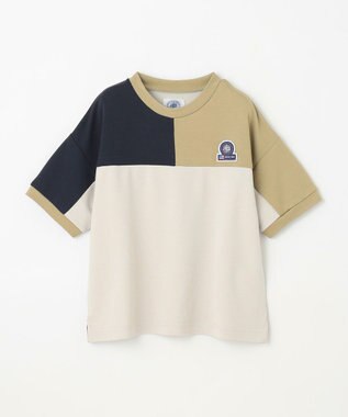 J.PRESS KIDS 【吸水速乾】【100-130cm】ポンチローマ トリコロール 切替Ｔシャツ ライトグレー系