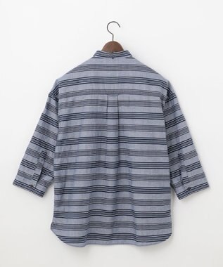 JOSEPH ABBOUD MOUNTAIN 【SPACE／UNISEX】七分袖 ランダムボーダー シャツ ネイビー系2