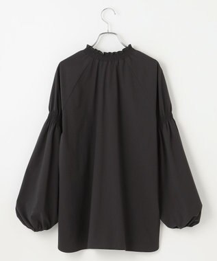 #Newans 【洗濯機可／撥水】シャーリングネック ボリュームスリーブシャツ ブラック