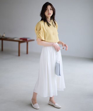 ANY 【大好評につき新色追加！/ウエストゴム】シャンブレーライクフレアスカート オフ