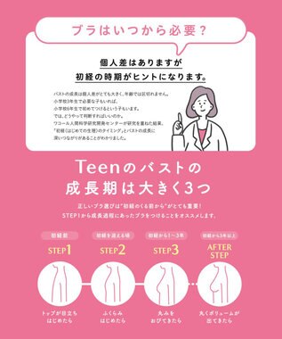 Wing ジュニア 胸あて付きキャミソール Wing Teen 綿混素材(身生地部) 成長する胸にフィット 【STEP1～2】 RL6917 ウイング／ワコール ホワイト