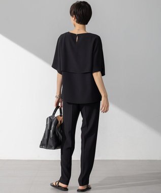 23区 【Oggi7月号掲載/吸水速乾/接触冷感/UVカット】ストレッチジョーゼット テーパード パンツ ブラック系