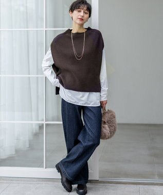 23区 S 【滝沢眞規子さん着用/VERY掲載/洗える】23区DENIM ストレッチ ワイドパンツ ネイビー系