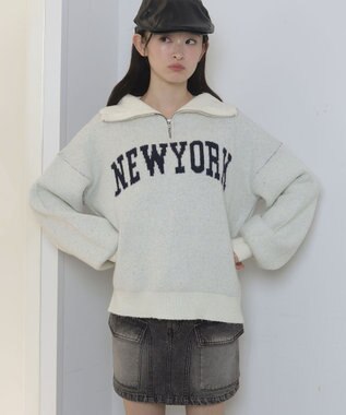 WEGO フラッフィーハーフジップニット