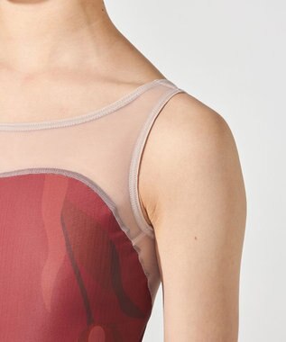 Chacott ノースリーブレオタード ガーネットプリント