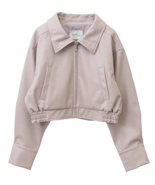 earth music&ecology 襟ファーレザーブルゾン Beige