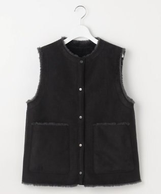 自由区 リバーシブルエコメリノムートン ジレ アッシュ