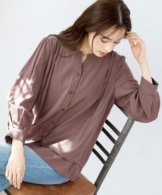 Tiaclasse 【新色追加・洗える】重ねヘムタックブラウス モカ